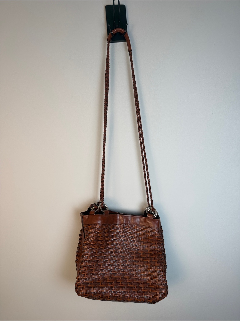 Vintage Boho Woven Brown Bag with Braided Strap - Picture 2 of 16